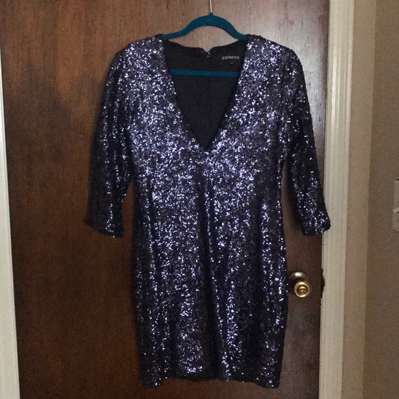 EXPRESS sequin blue dress - Picture 2 of 2